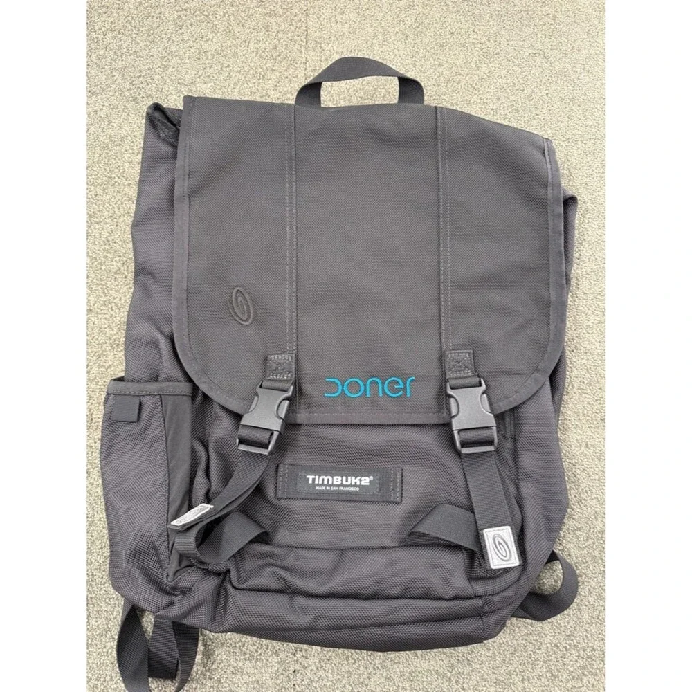 Timbuk2 Black Backpack Commute Travel *Flaws *Branding Embroidery